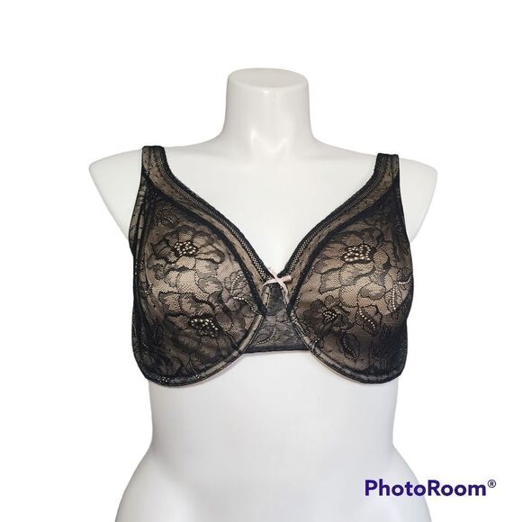 Cacique modern lace covered black bra - Picture 1 of 4